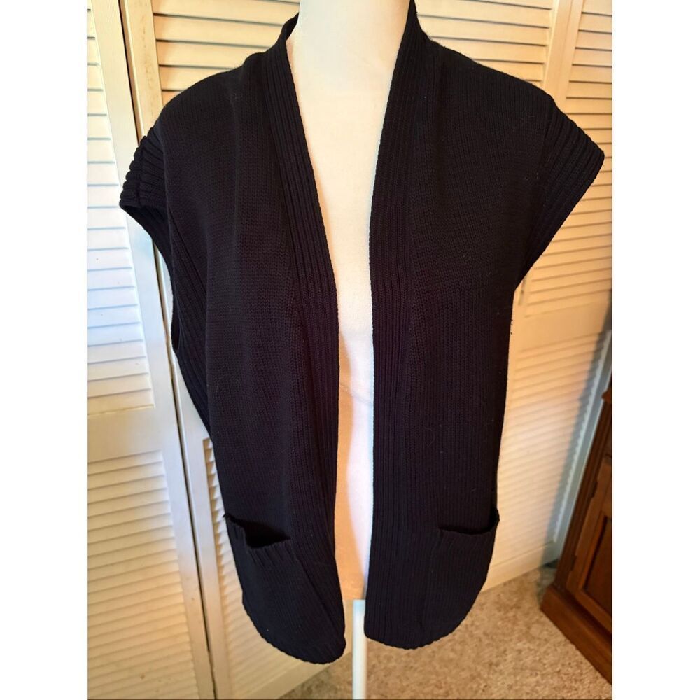 Womens Sleeveless Sweater, Black, XL, Pockets